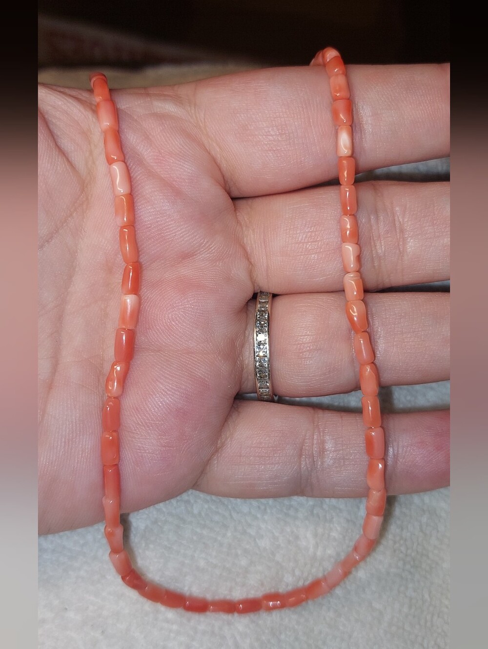 Vintage Handcrafted Coral Pink Bead Necklace